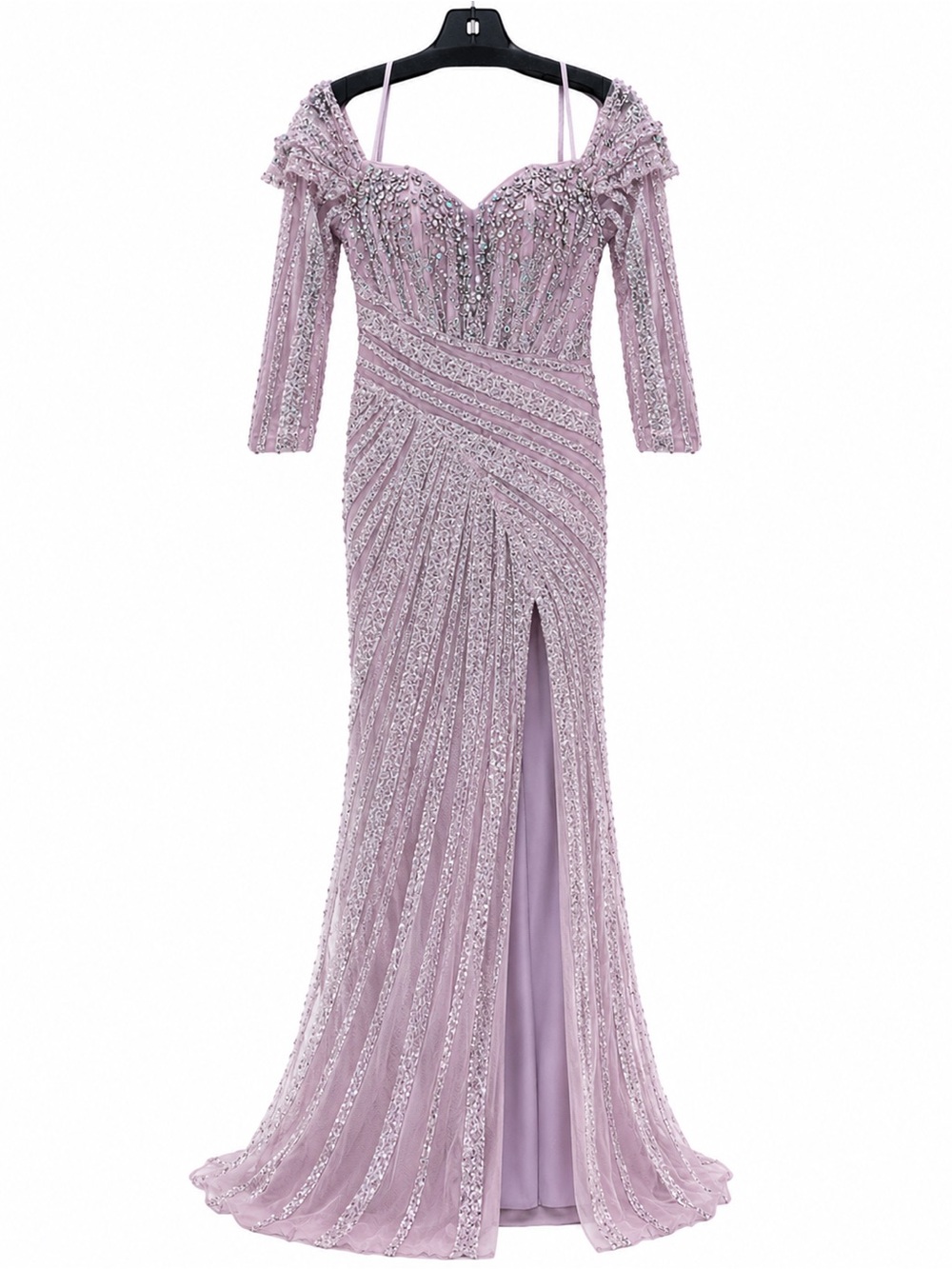 Catwalk 60184 Purple Long-Sleeve Evening Dress